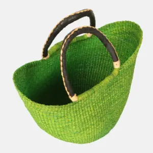Vibrant Green Straw Tote Bag