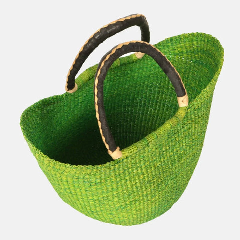 Vibrant Green Straw Tote Bag