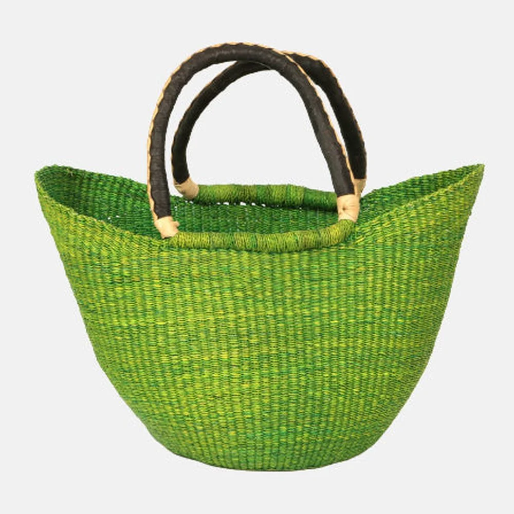 Vibrant Green Straw Tote Bag - Image 2